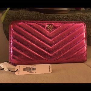 Metallic PINK Victoria’s Secret (VS) Zip Wallet!